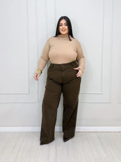 Wide leg elastano Marrom Madara - comprar online