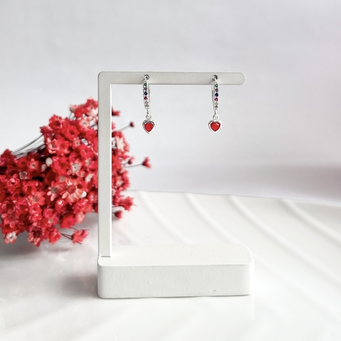 Argola Coração Pedra Zirconia - comprar online