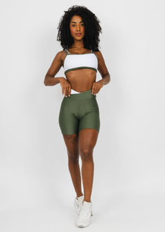 Top Josi + Short Bicolor Branco + Verde Oliva - RAIRAM®