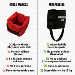 KIT SURTIDO PESAS TOBILLERAS FEROZBOXING 2, 3, 4, 5 Y 6 KILOS (1 par de cada peso, 5 pares en total) - tienda online