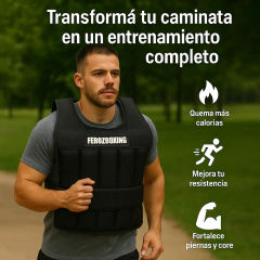 CHALECO NEGRO 20 KG REGULABLE - FEROZBOXING