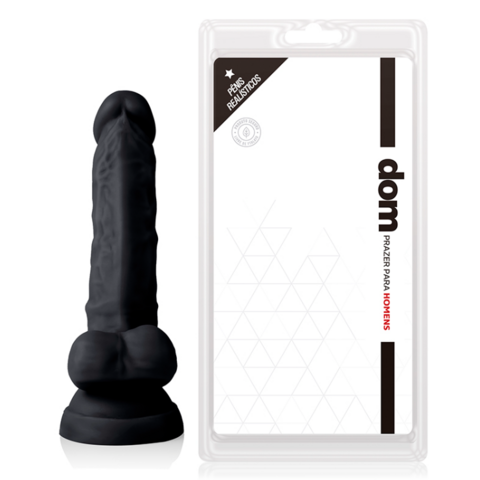 Pênis com Escroto e Ventosa Realístico 16 x 3,5 cm - Preto