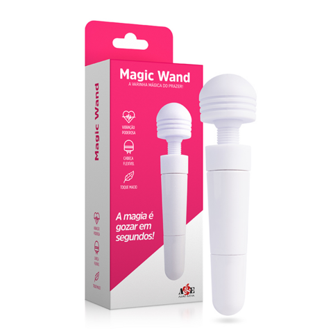 Mini Varinha Mágica Branca Cabeça Flexível - Magic Wand