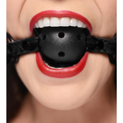 Mordaça Black Ball Gag em Couro com Bola - Essence Toys - comprar online