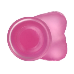 Pênis Rosa em Jelly Super Macio e Firme 17,5 cm com Escroto e Ventosa - comprar online