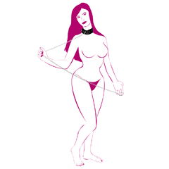 Coleira em Bedim com guia Corrente de 1 metro - La Pimienta