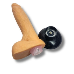 Real Vibrator Pênis Multivelocidade em Cyberskin TEXTURIZADO Bege ventosa - 23cm - Mais Prazer