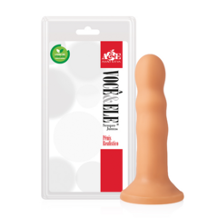 Plug Anal Wavy com Ventosa Bege - 18 x 3,8 cm