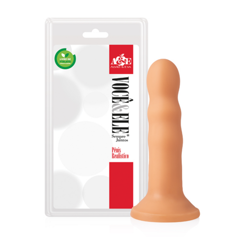 Plug Anal Wavy com Ventosa Bege - 18 x 3,8 cm