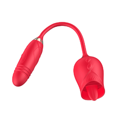 Vibrador Duplo Mini Pênis Vai e Vem e Língua Massageadora