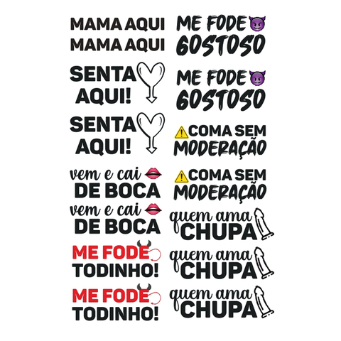 Cartela Tatuagens Provisórias Sexy Tatto Mama Aqui