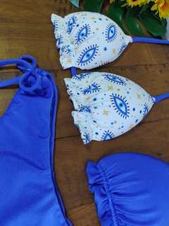 trikini 2 tops+1 calcinha royal com olho grego - comprar online