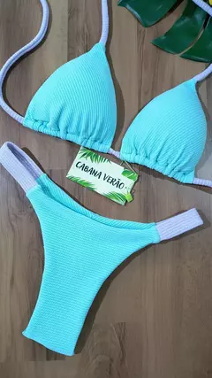 Biquini microfio lilas/verde agua texturizado
