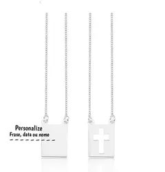 Escapulário Cruz Vazada Personalizado Frase Prata 925