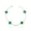 Pulseira 4 Trevos Verde Resinado Prata 925