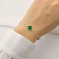 Pulseira 4 Trevos Verde Resinado Prata 925 - comprar online