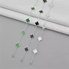 Pulseira 5 Trevos Preto Resinado Prata 925 - Gra Pratas - Atacado 