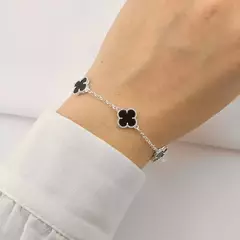 Pulseira 5 Trevos Preto Resinado Prata 925 - comprar online