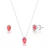 Conjunto Oval Vermelho de Prata 925