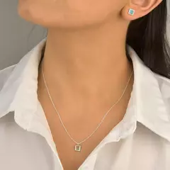 Conjunto Quadrado 6mm Azul Claro De Prata 925 - comprar online