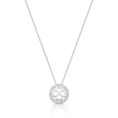COLAR CIRCULO TREVO CRAVEJADO PRATA 925