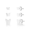 TRIO BRINCO BORBOLETA ORIGAMI PRATA 925