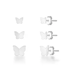 TRIO BRINCO BORBOLETA ORIGAMI PRATA 925