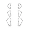 TRIO BRINCO ARGOLA CORAÇÃO TORCIDO PRATA 925