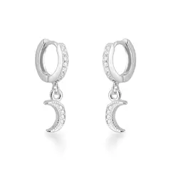 BRINCO ARGOLA LUA CRAVEJADA PRATA 925
