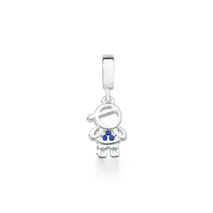 BERLOQUE MENINO CRAVEJADO AZUL PRATA 925