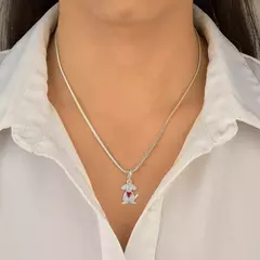 COLAR LACRAIA COM PINGENTE DOG CORAÇÃO PINK DE PRATA na internet
