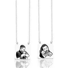 Escapulário Quadrado Foto Personalizado Prata 925