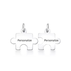CONJUNTO PINGENTE QUEBRA CABEÇA PERSONALIZADO PRATA 925