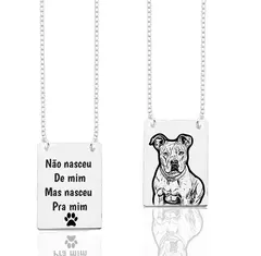ESCAPULÁRIO RETANGULAR FOTO E FRASE PERSONALIZADO PRATA 925