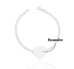 Pulseira Chapa Coração Personalizado Prata 925 - comprar online