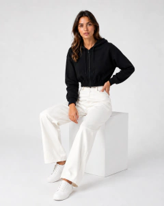 Campera Crop Top Dama Oversize Canguro - tienda online