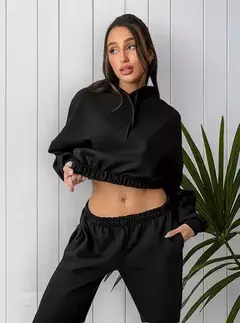 Buzo Corto Capucha Crop Top Dama Oversize en internet