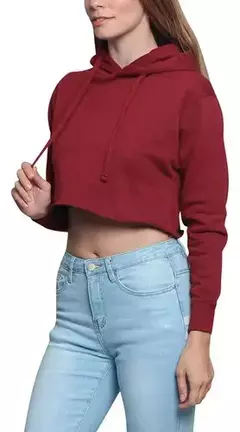 Buzo Corto Capucha Crop Top Dama Oversize - tienda online