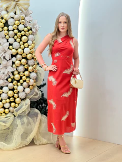 0007 - VESTIDO MIDI IMPORTADO - LINHO + BORDADO - BR STORE