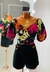 Cropped Botão Estampado