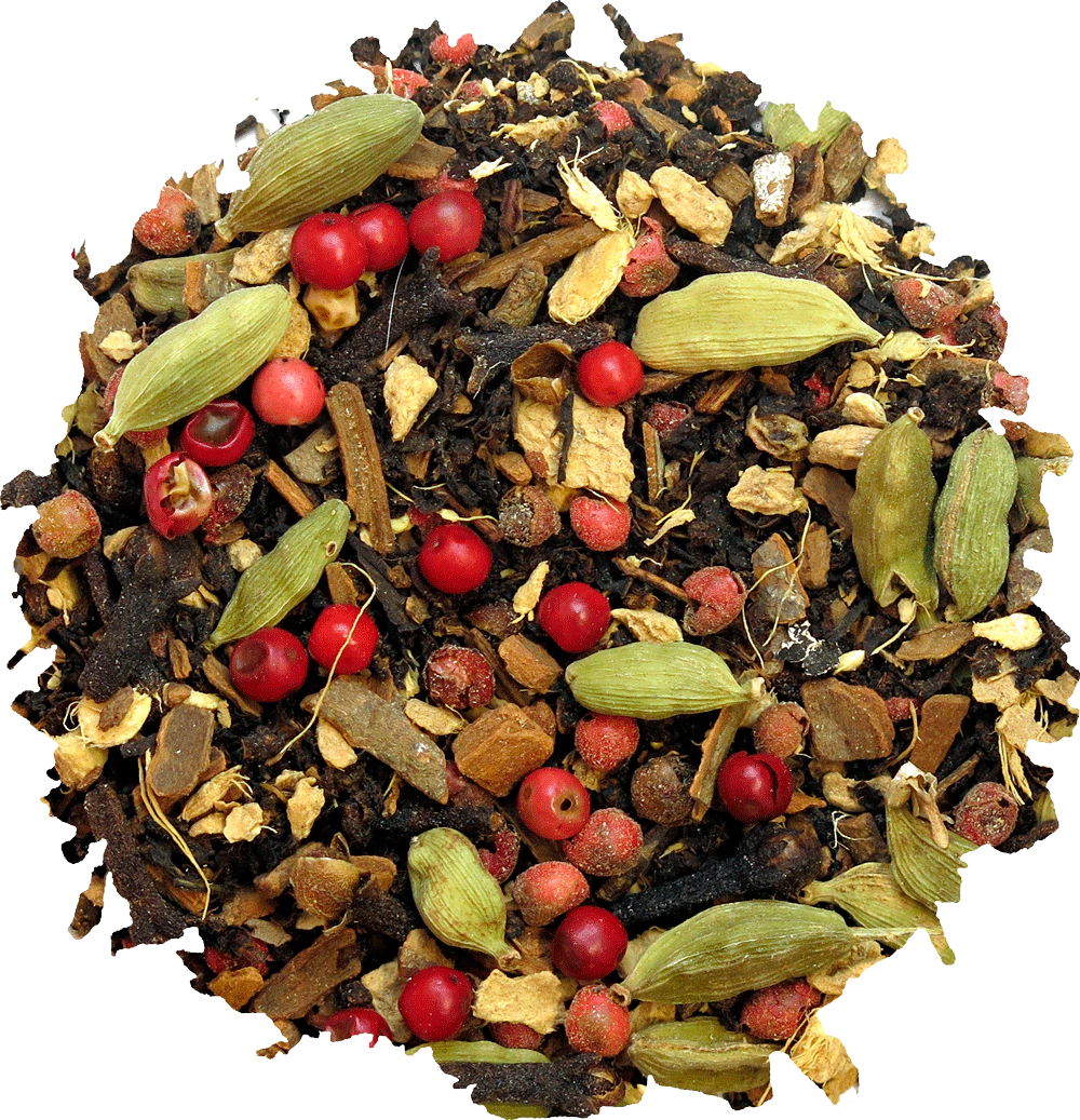 Aconchego | Masala Chai - chá preto, cravo, canela, gengibre, cardamomo e pimenta rosa