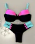 Biquíni Meia Taça Aruba Colorido Preto e Azul com Calcinha Fio Duplo na internet