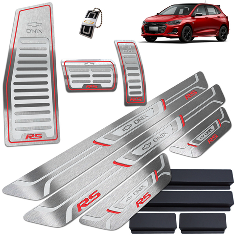Soleiras Em Inox Escovado E Pedaleiras Onix Rs Turbo 2020 Automático