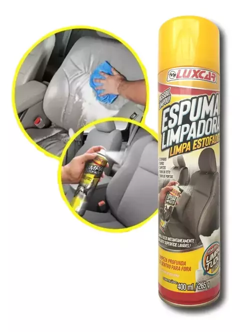 Spray Espuma Limpa Estofado Tecido Couro Luxcar 400ml
