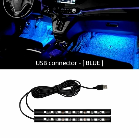 Luz do Pé Ambiente Interior com USB 18 LEDs Azul
