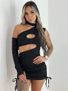 Vestido Canelado Preto