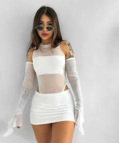Body tule Betina branco