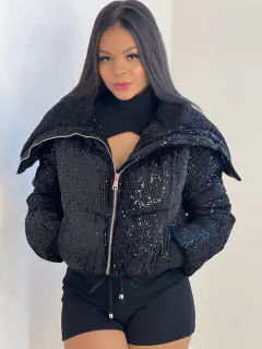 Puffer Preta Brilho