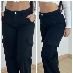 Calça Cargo Jeans Preta