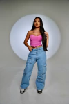 Calça Jeans cargo escura